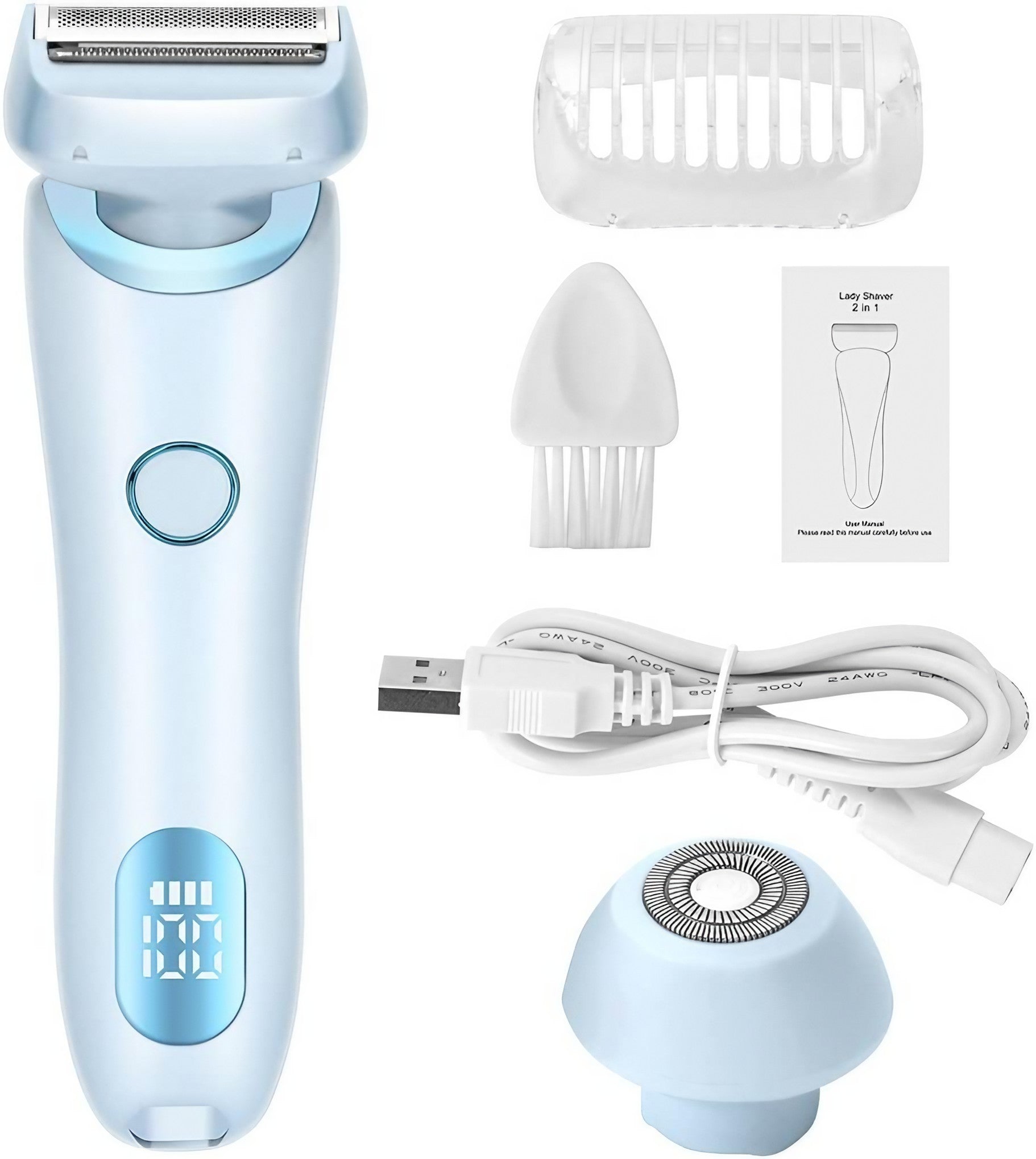 Electric Shaver for Women Rechargeable, Electric Razors for Women Wet and Dry Gift Set, Blue
