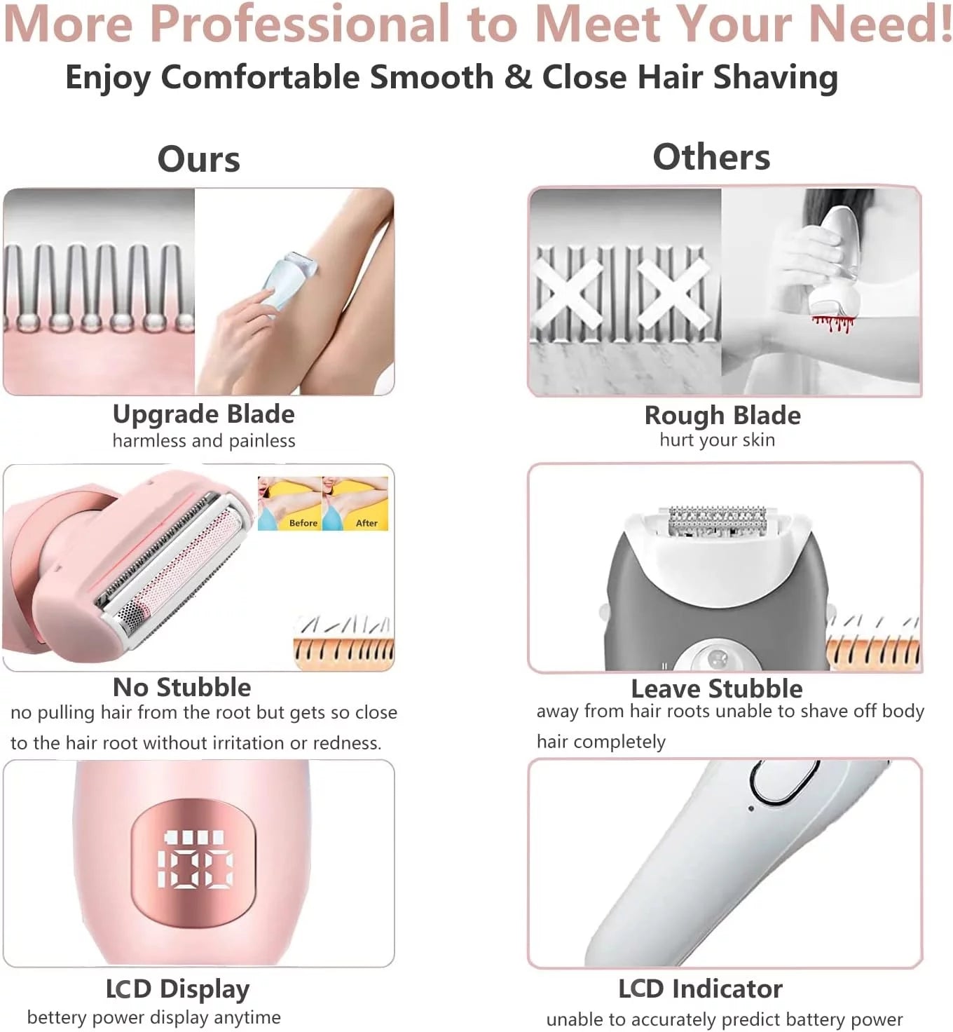 Electric Shaver for Women Rechargeable, Electric Razors for Women Wet and Dry Gift Set, Blue