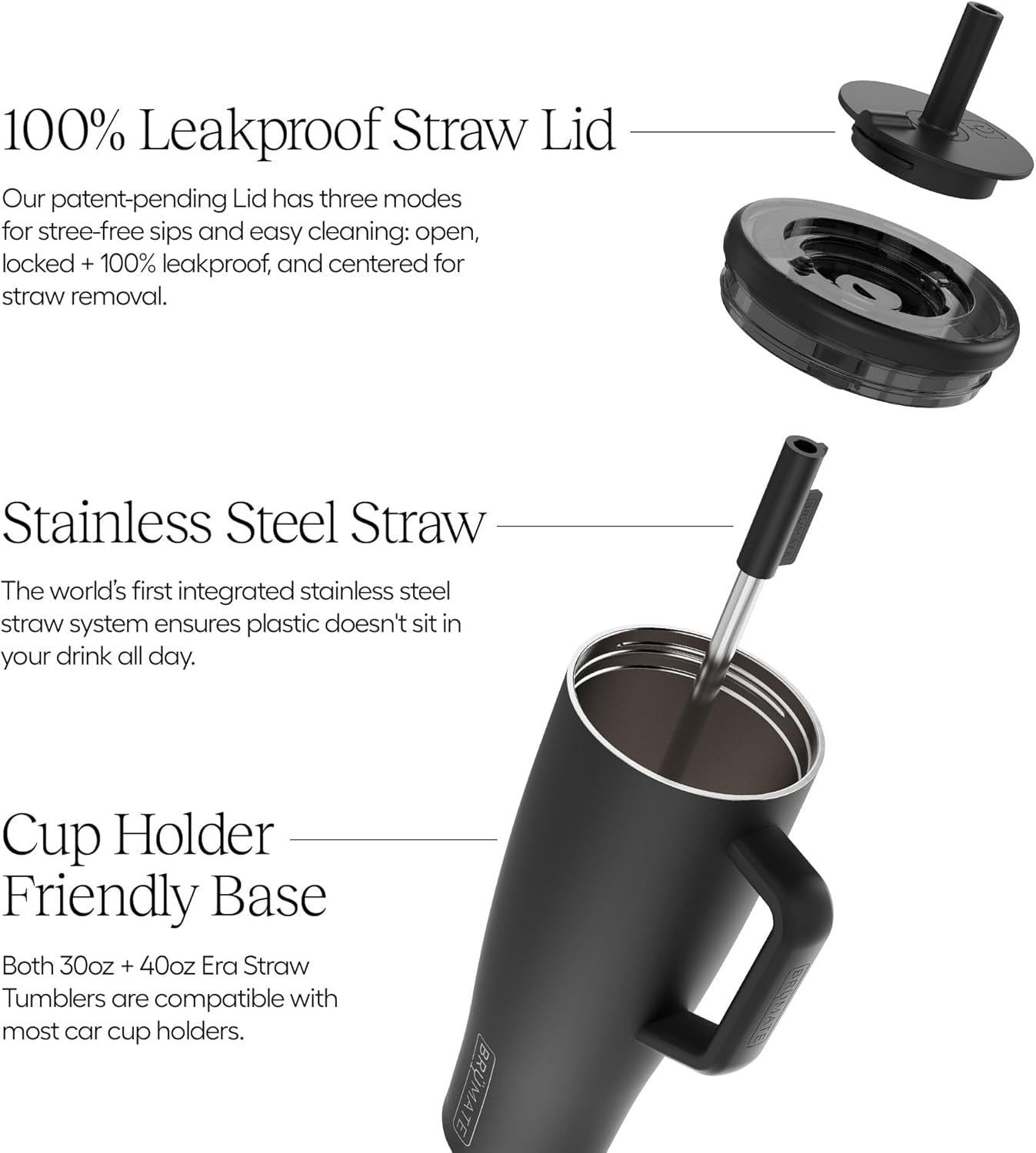 Era 40 Oz Tumbler with Handle and Straw | 100% Leakproof Insulated Tumbler with Lid and Straw | Made of Stainless Steel | Cup Holder Friendly Base | 40Oz (Lilac Dusk)