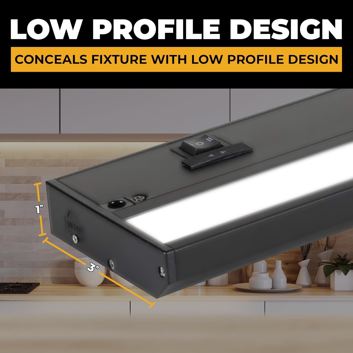 LED under Cabinet Lighting Hardwired - 3CCT 24 Inch Black Finish - Undercabinet Lights for Kitchen - Linkable Undercounter Dimmable Plug in Light or Hard Wired - under Counter Fixture Direct Wire