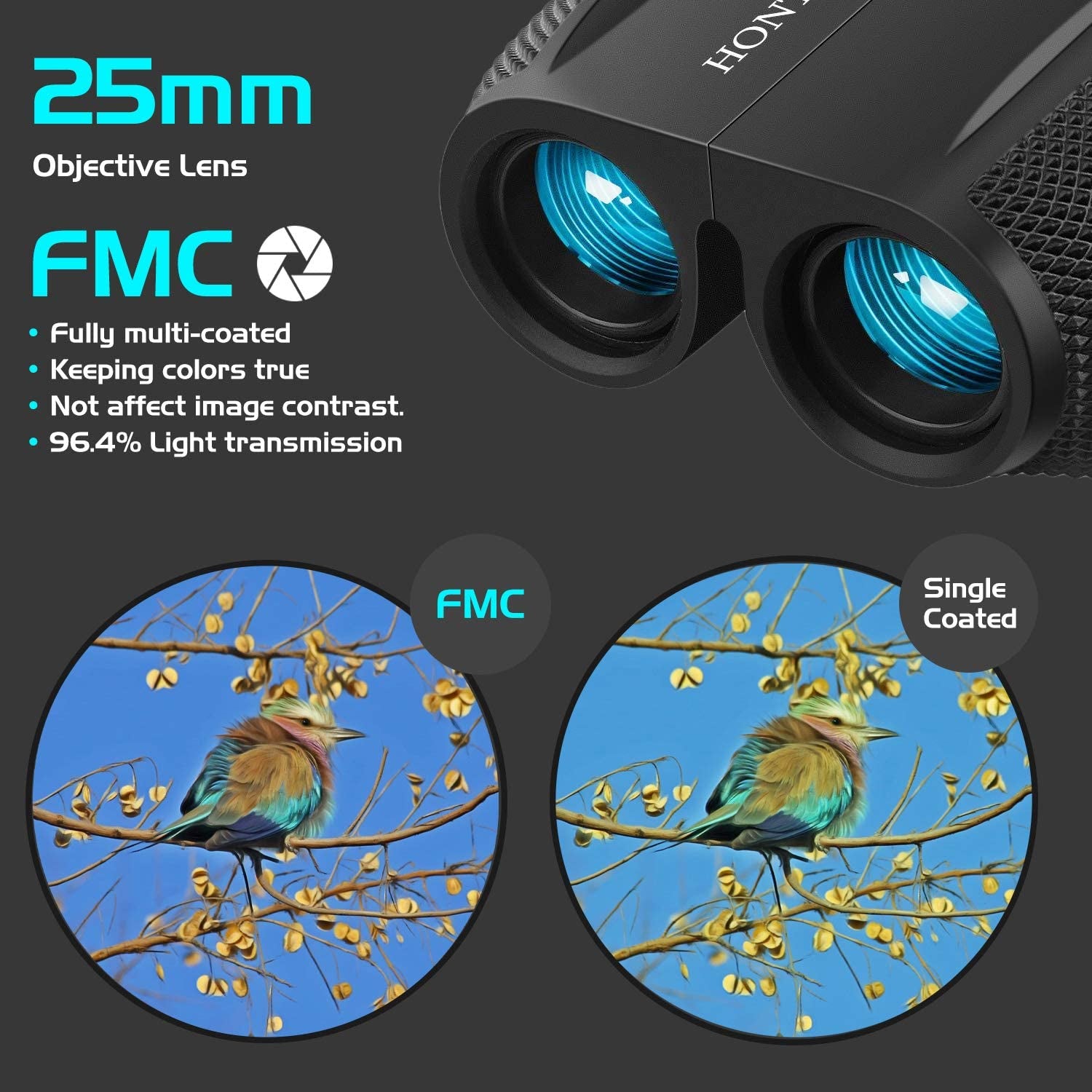 Binoculars for Adults and Kids, 10X25 Compact Binoculars for Bird Watching, Theater and Concerts, Hunting and Sport Games