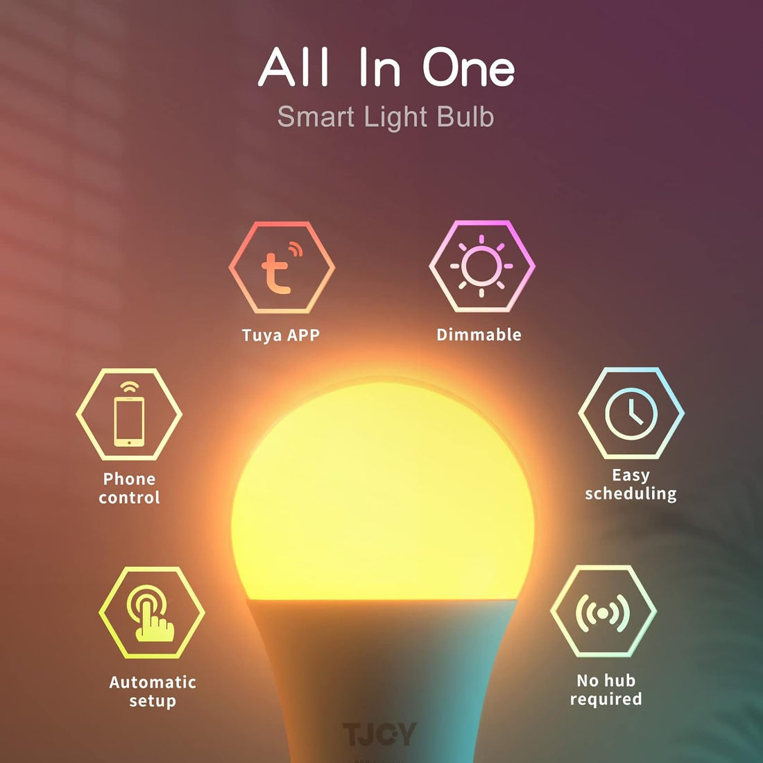 6 Pack Smart Led Light Bulbs, Wifi Bulb Works with Alexa&amp;Google Home, RGB Color Changing Light Bulbs, Music Sync, A19 E26 9W (60W Equivalent),2700-6500K, 800 LM, APP Control (2.4Ghz Only)