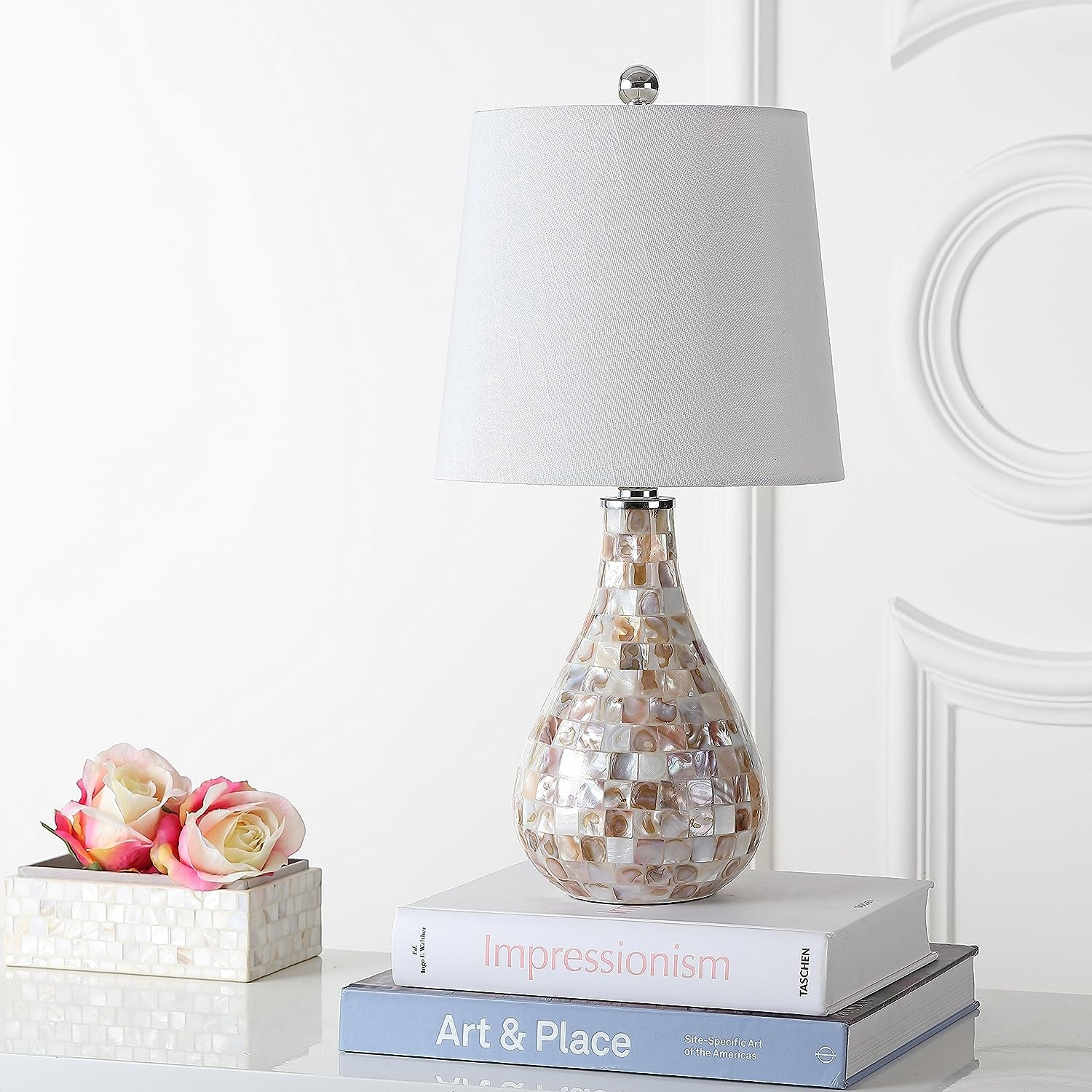 JYL1024A Mona 20.5&quot; Mini LED Table Lamp, Cottage, Coastal, Transitional, Modern, Elegant, Office, Living Room, Family Room, Dining Room, Bedroom, Hallway, Foyer, Seashell
