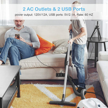 Recessed Power Strip, Black Desktop Power Grommet Socket with Furniture, 2 AC Outlets &amp; 2 USB Ports for Conference Desk,Kitchen,Office,Home,Hotel (9.85 Ft)