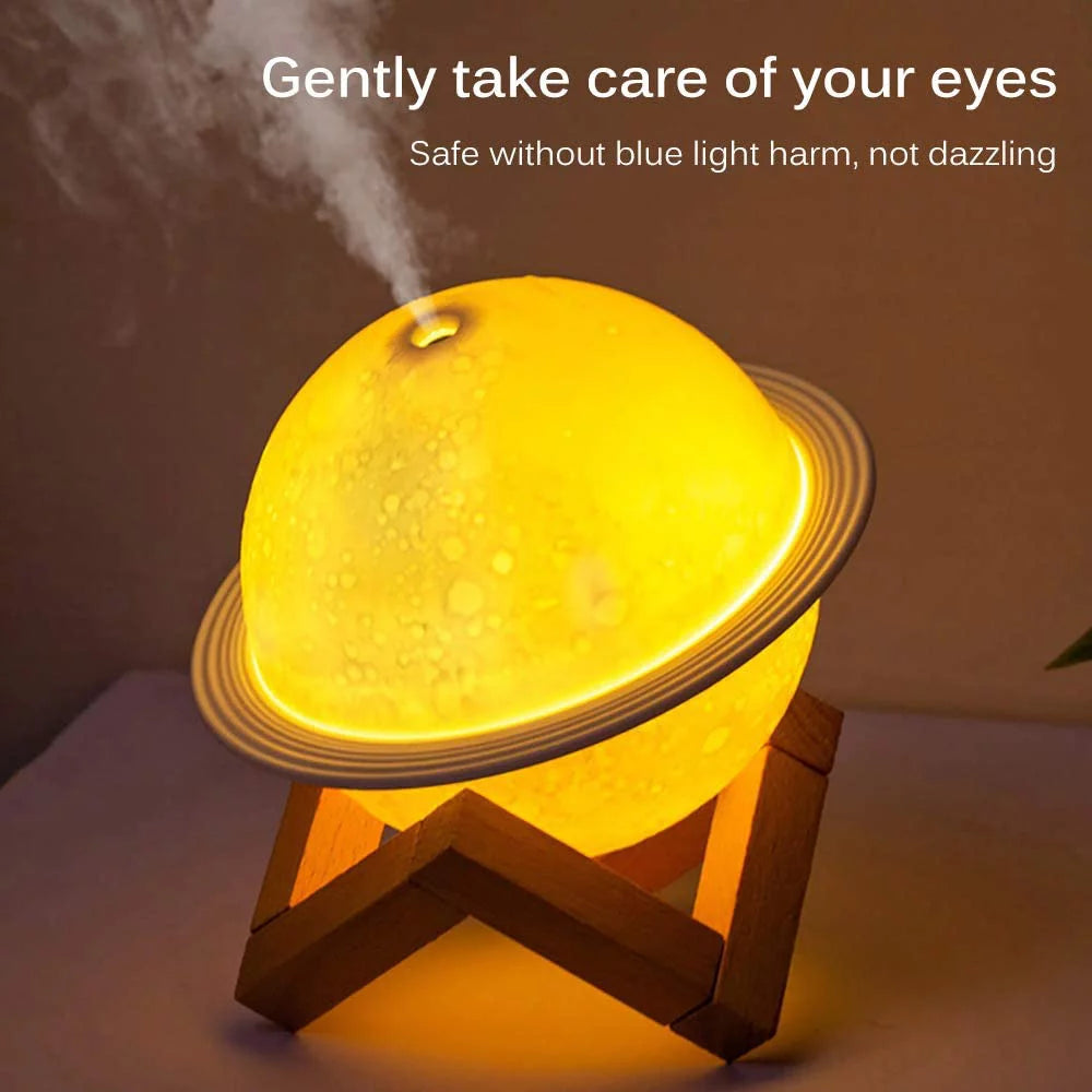 Moon Lamp Humidifier, 2 in 1 Moon Night Light &amp; Humidifiers with USB Recharge, 3 Colors 3D LED Moon Light with Stand, Kids Friend Lover Birthday Gift Bedroom Home Decor 330Ml