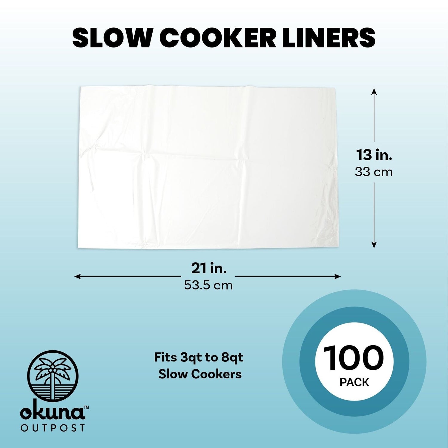 100 Pack Slow Cooker Liners, Regular Size Clear Plastic Bags for Cooking 13X21&quot;