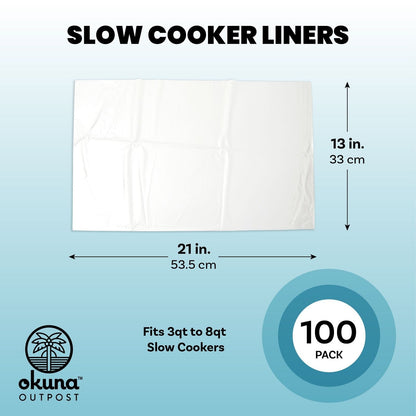 100 Pack Slow Cooker Liners, Regular Size Clear Plastic Bags for Cooking 13X21&quot;