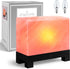 100% Authentic Natural Himalayan Salt Lamp;Hand-Carved Modern Rectangle Rare Pink Crystal Rock Salt from the Himalayan Mountain; Footed Wood Base, Dimmer Cord; 11.5 Lbs