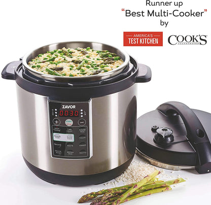 LUX Multi-Cooker, 8 Quart Electric Pressure Cooker, Slow Cooker, Rice Cooker, Yogurt Maker and More - Stainless Steel (ZSELX03)