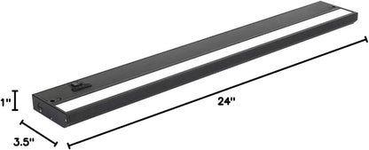 LED under Cabinet Lighting Hardwired - 3CCT 24 Inch Black Finish - Undercabinet Lights for Kitchen - Linkable Undercounter Dimmable Plug in Light or Hard Wired - under Counter Fixture Direct Wire