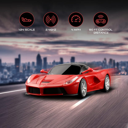 X Rastar Ferrari Toy Car 1:24 Remote Control Laferrari Race Car, Licensed RC Hobby Model Vehicle for Boys Kids and Adults, Red