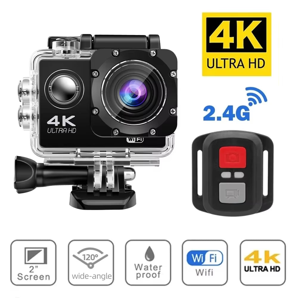 4K Action Camera Wifi 2.0&quot; Screen 1080P/30FPS Waterproof Camera Helmet Video Recording Camera Sports Cameras Outdoor Mini Cam