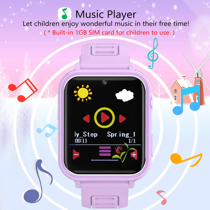 Smart Watch for Kids, Kids Smart Watch with Multifunctions Puzzle-Games Camera Music Player Pedometer Record,Best Christmas Gifts for Children 3-12 Years Old(Purple)
