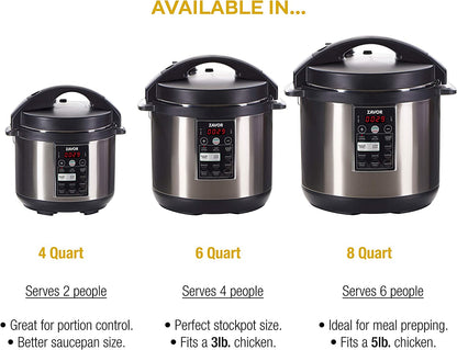 LUX Multi-Cooker, 8 Quart Electric Pressure Cooker, Slow Cooker, Rice Cooker, Yogurt Maker and More - Stainless Steel (ZSELX03)
