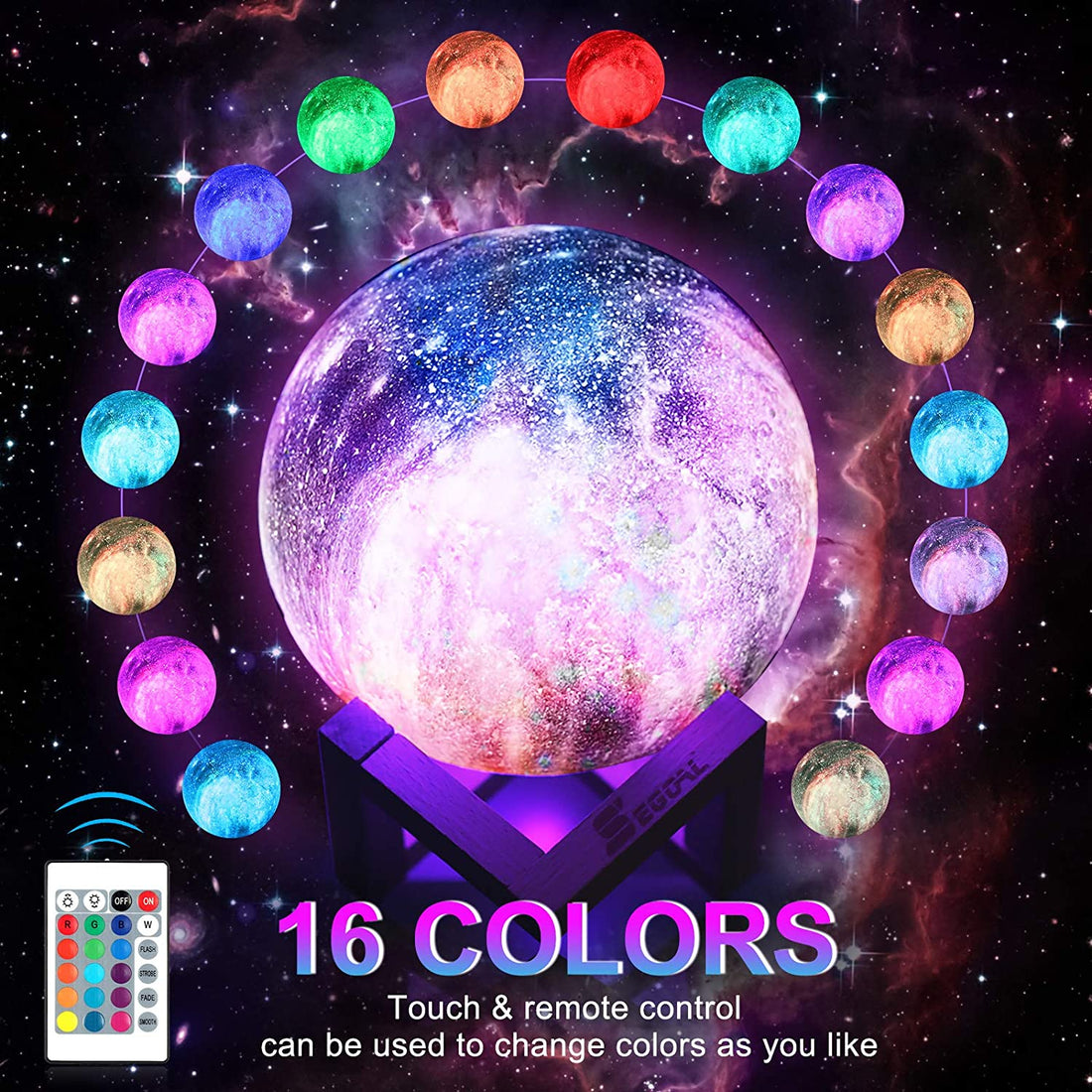 3D Moon Lamp 5.9 Inch with 16 LED Colors, Touch &amp; Remote Control, Galaxy Night Light for Women – Ideal Birthday Gift, Decorative Lamp for Home Decор