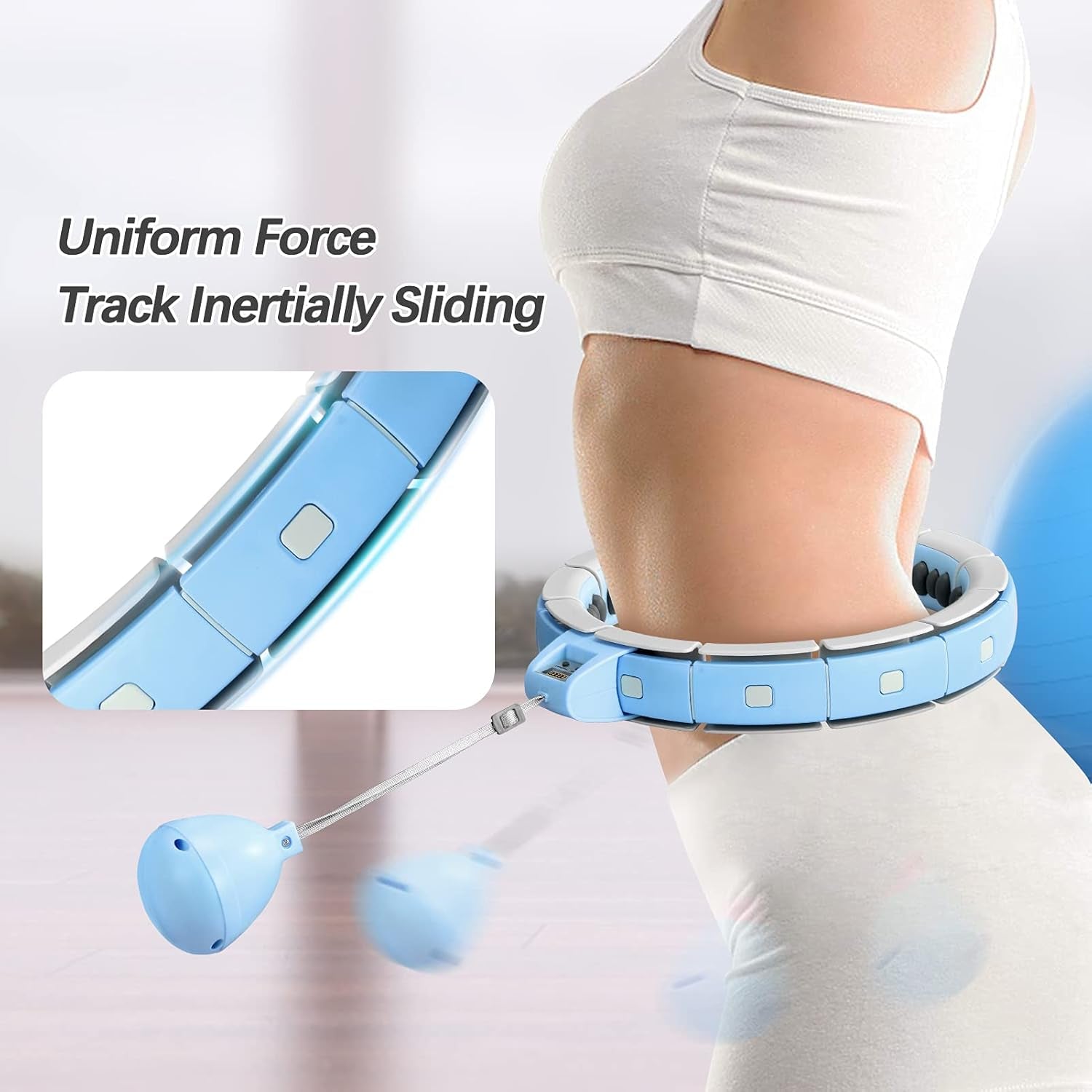 Smart Weighted Hula Hoops for Adults Weight Loss Non-Fall Exercise Hoola Hoop Detachable Adjustable Size Abdomen Fitness Massage Professional Intelligent Counter Workout for Women Men and Kids Blue