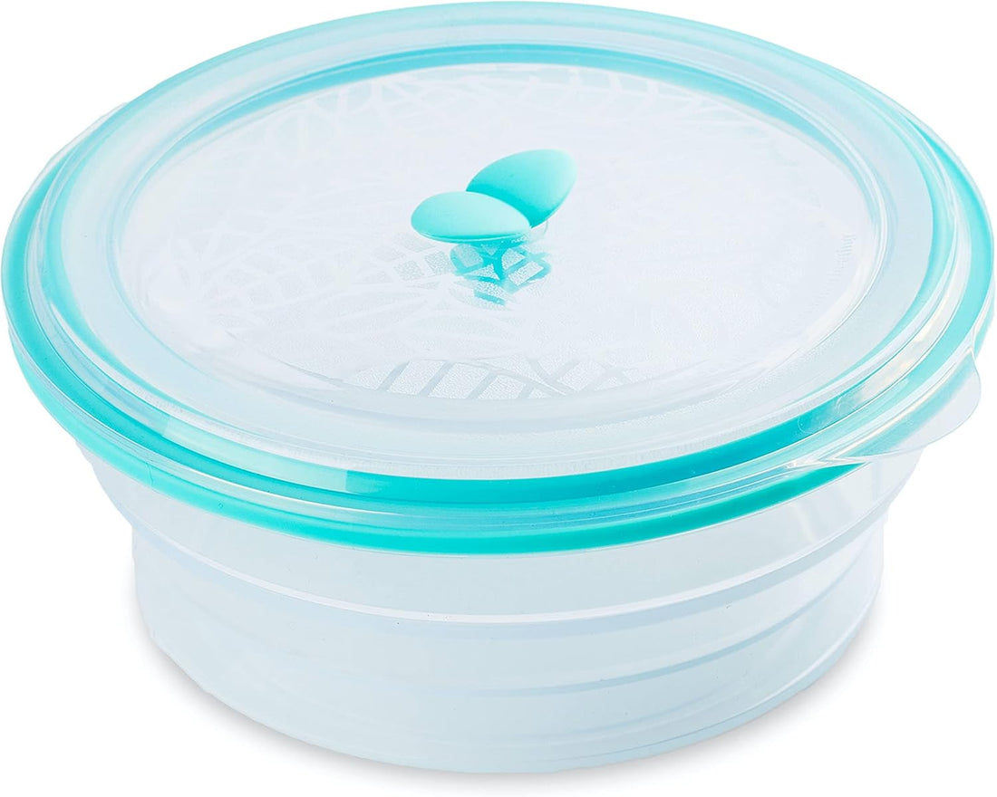 Platinum 100% Silicone Food-Grade Plastic-Free Collapsible Container- Microwave-Safe, Dishwasher-Safe, Environment-Friendly (Aquamarine)