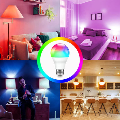 Smart Light Bulbs, RGBCW Wifi Multicolor Led Light Bulbs Compatible with Alexa &amp; Google Home Assistant, A19 E26 9W 60W Equivalent 800Lumen, App Control, No Hub Required, 6 Pack