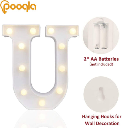 LED Marquee Letter Lights Sign, Light up Alphabet Letter for Home Party Wedding Decoration U