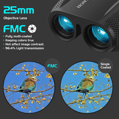 Binoculars for Adults and Kids, 10X25 Compact Binoculars for Bird Watching, Theater and Concerts, Hunting and Sport Games