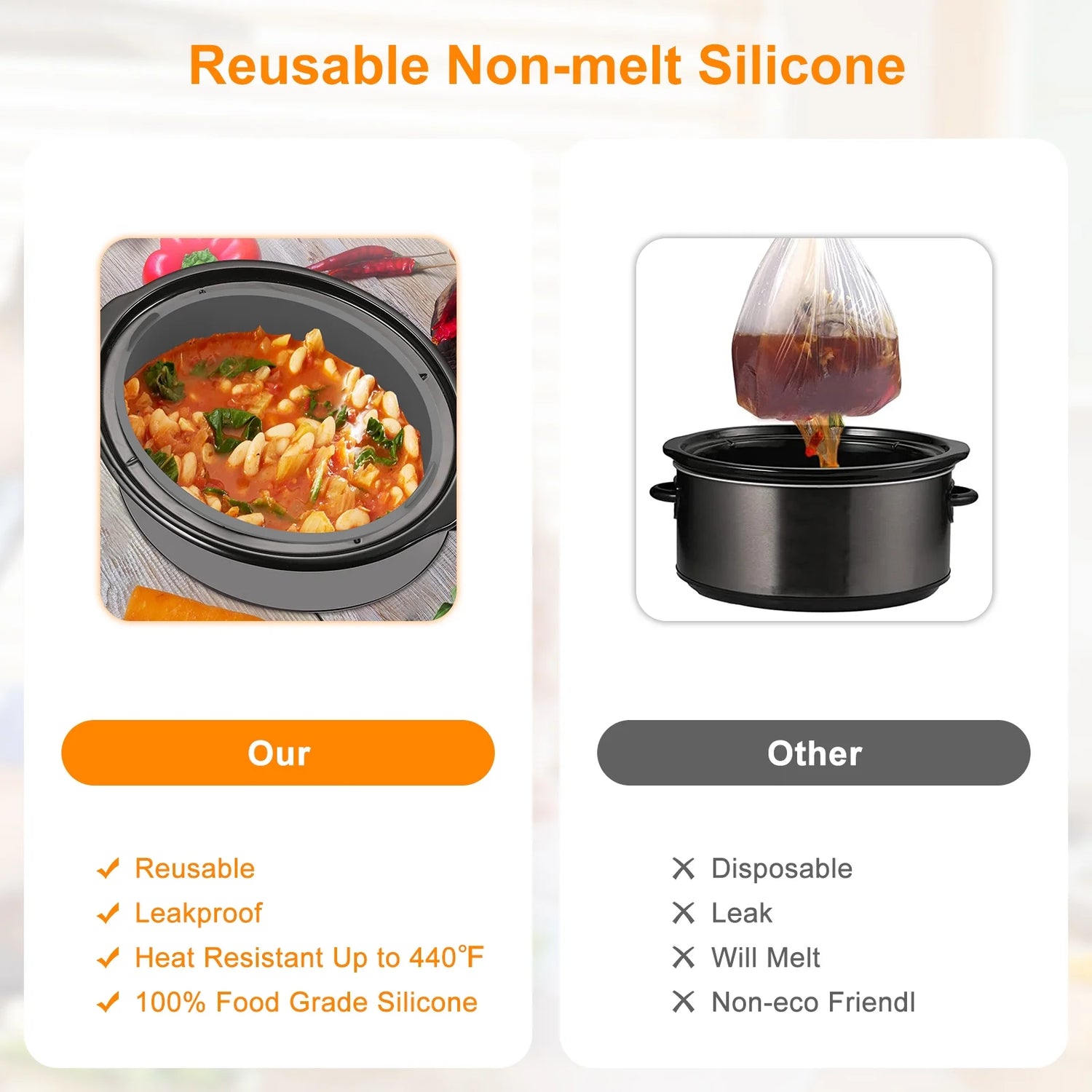 7-8Qt Silicone Liner Slow Cooker