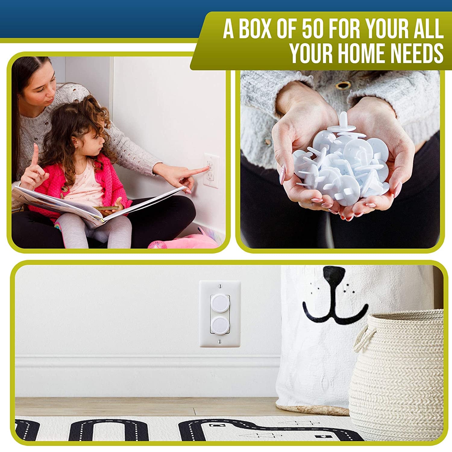 Outlet Covers Baby Proofing (50 Pack) Safe &amp; Secure Electric Plug Protectors | Sturdy Childproof Socket Covers for Home &amp; Office | Easy Installation | Protect Toddlers &amp; Babies | White
