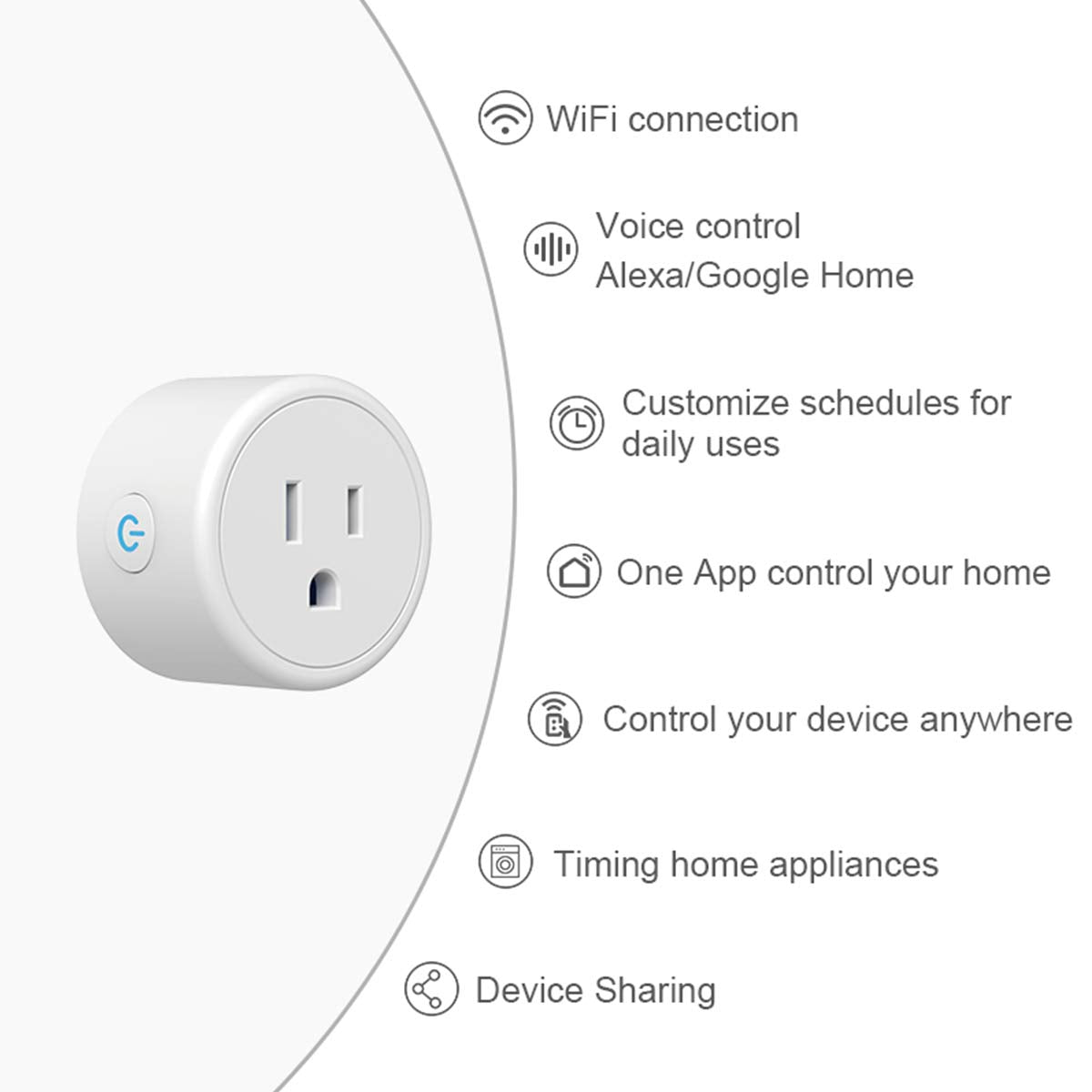 Smart Plug  Works with Alexa Google Assistant, Mini Smart Outlet Wifi Plug with Timer Function, No Hub Required (2 Pack)