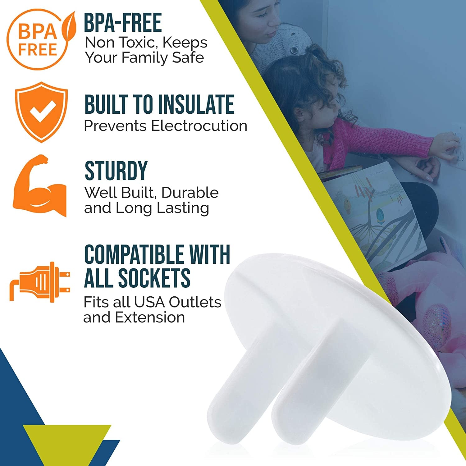 Outlet Covers Baby Proofing (50 Pack) Safe &amp; Secure Electric Plug Protectors | Sturdy Childproof Socket Covers for Home &amp; Office | Easy Installation | Protect Toddlers &amp; Babies | White