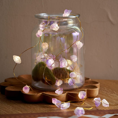 Nature Amethyst Crystal String Lights for Bedroom 10FT 40Leds Usb/Battery Operated Grape Crystal Light Pure Purple Fairy Lights Plug in for Natural Life Cute String Lights for Office