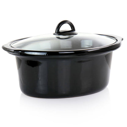 6 Qt. Oval Slow Cooker with Removable Stoneware Crock in Silver Stainless Steel