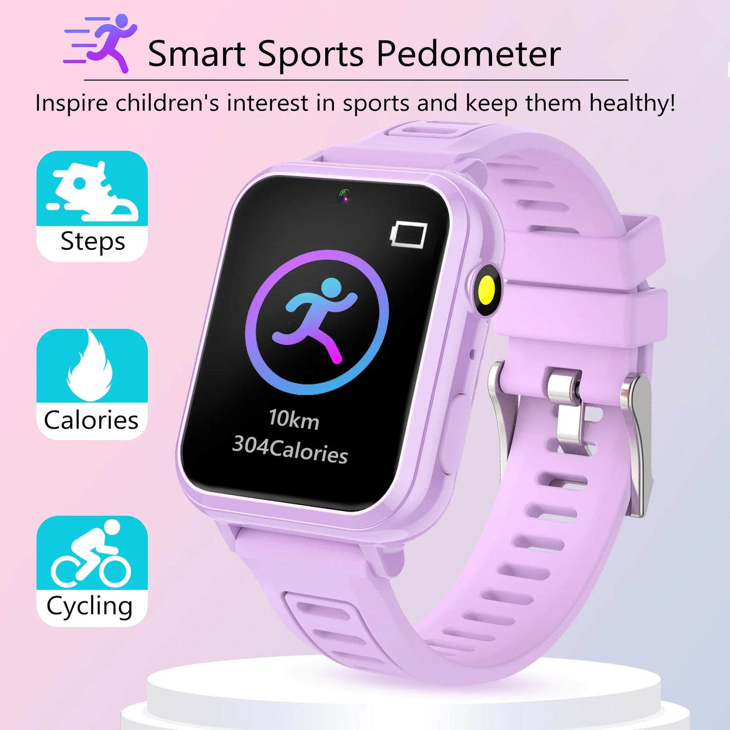 Smart Watch for Kids, Kids Smart Watch with Multifunctions Puzzle-Games Camera Music Player Pedometer Record,Best Christmas Gifts for Children 3-12 Years Old(Purple)