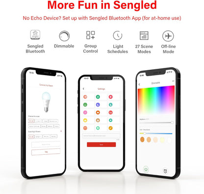 LED Light Bulbs 100W Equivalent, 1500LM Bluetooth Mesh, Smart Bulbs That Work with Alexa Only, A19 5000K Dimmable, High Brightness, No Hub Required, 4 Pack