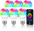 Smart Light Bulbs, RGBCW Wifi Multicolor Led Light Bulbs Compatible with Alexa & Google Home Assistant, A19 E26 9W 60W Equivalent 800Lumen, App Control, No Hub Required, 6 Pack