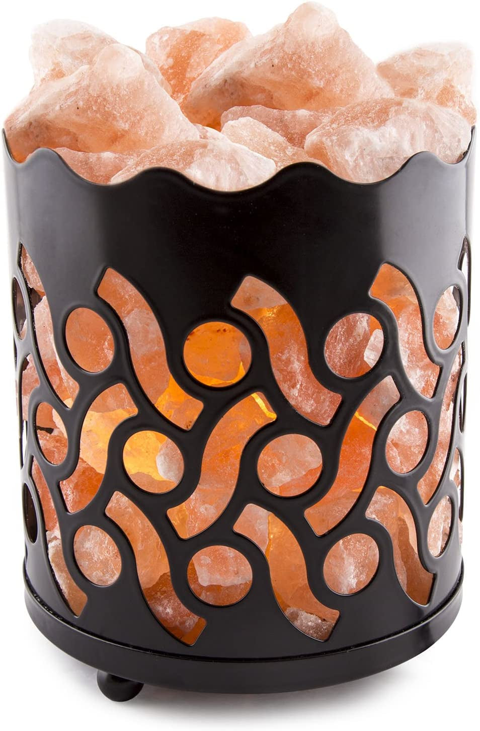 Himalayan Pink Salt Lamp Basket &amp; Dimmer Cord Bulb