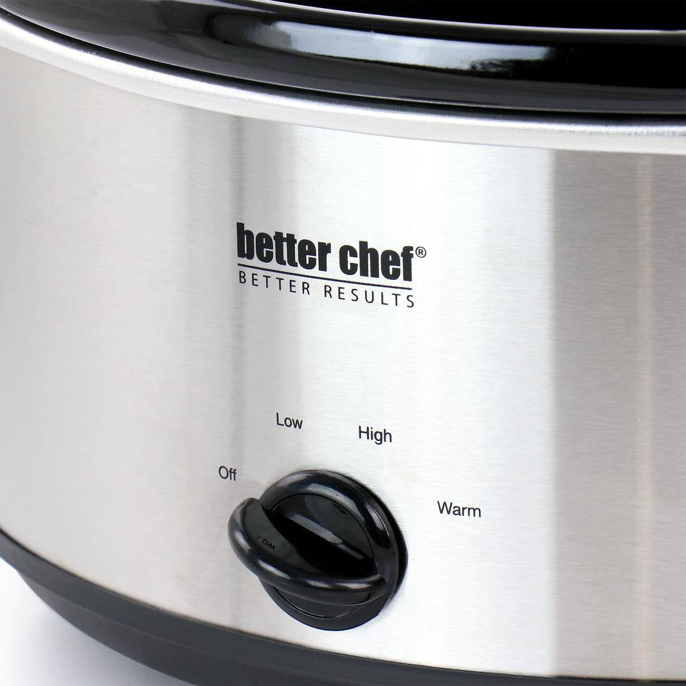 6 Qt. Oval Slow Cooker with Removable Stoneware Crock in Silver Stainless Steel